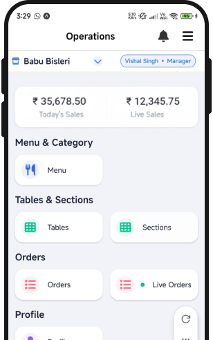 MenuMitra mobile app interface